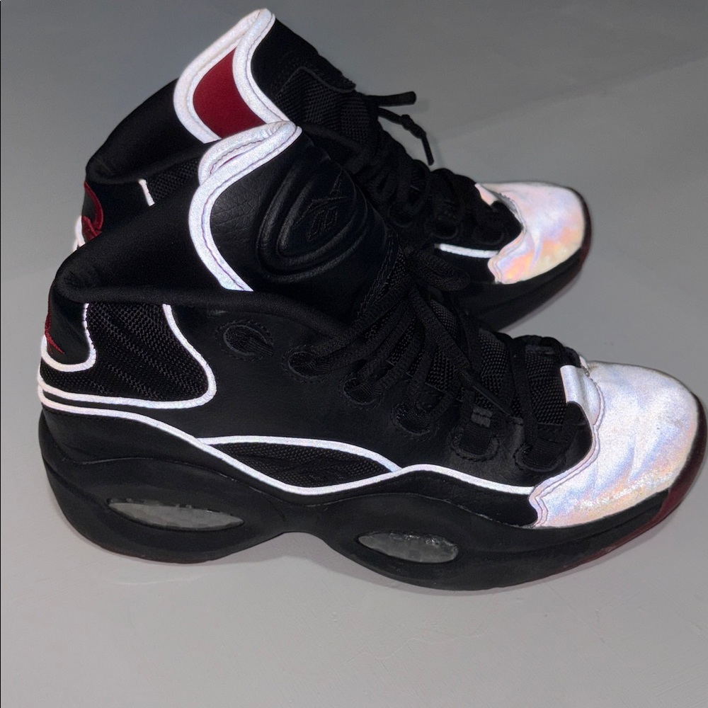 Reebok Red and Yellow Allen Iverson Reflective Question Mid Shoes size 7 (eu39)